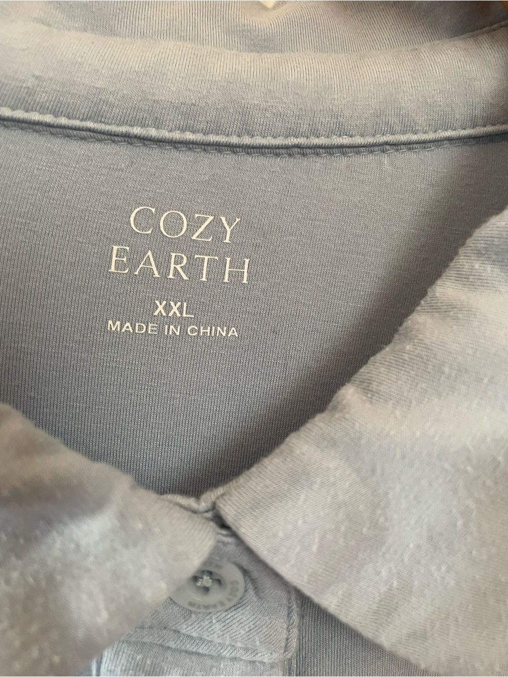 Cozy Earth Women's Light Blue Long Sleeve Button-Front Tee - Picture 6 of 7